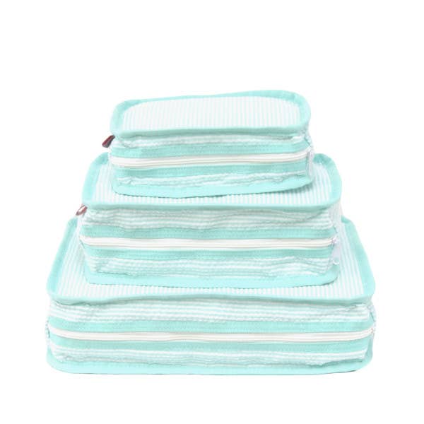 Stacking Pouch Set | Mint Seersucker