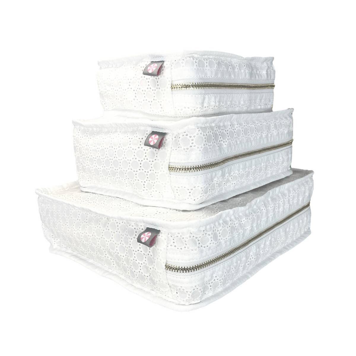 Stacking Pouch Set | White Eyelet