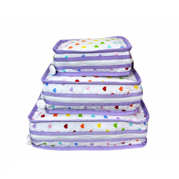 Stacking Pouch Set | Tiny Hearts Seersucker