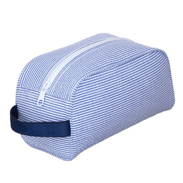 Travel Pouch | Navy Seersucker