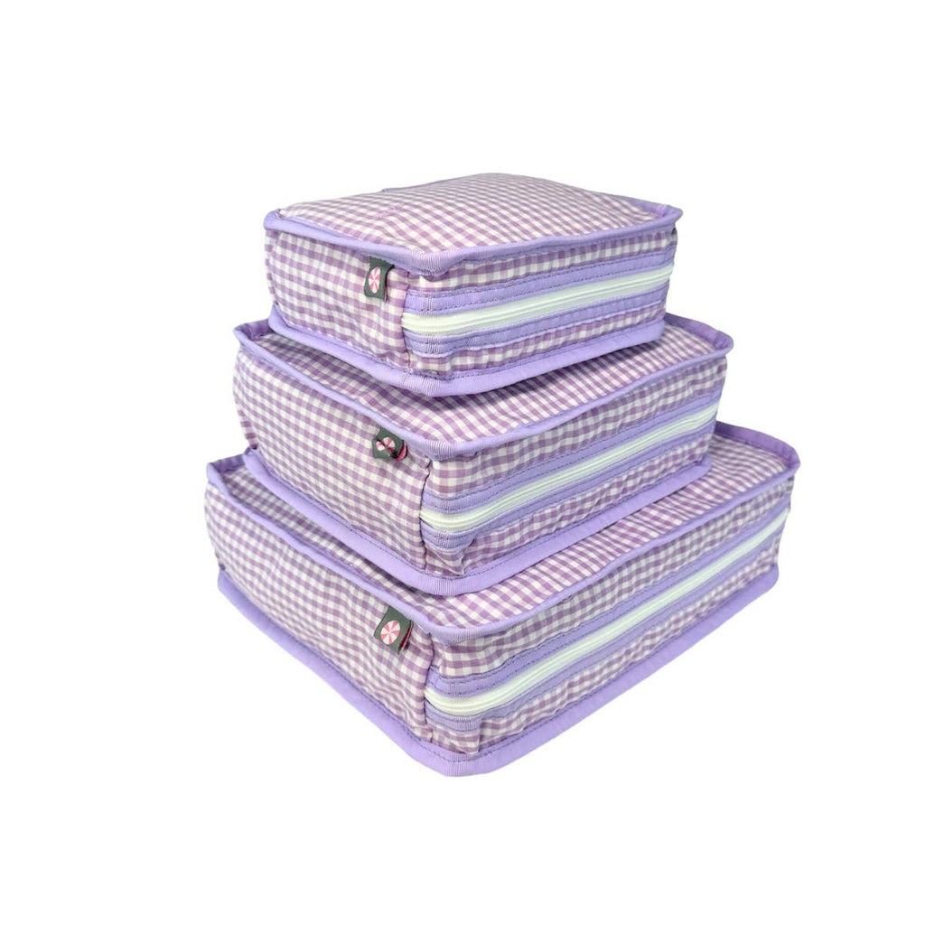 Stacking Pouch Set | Lilac Gingham