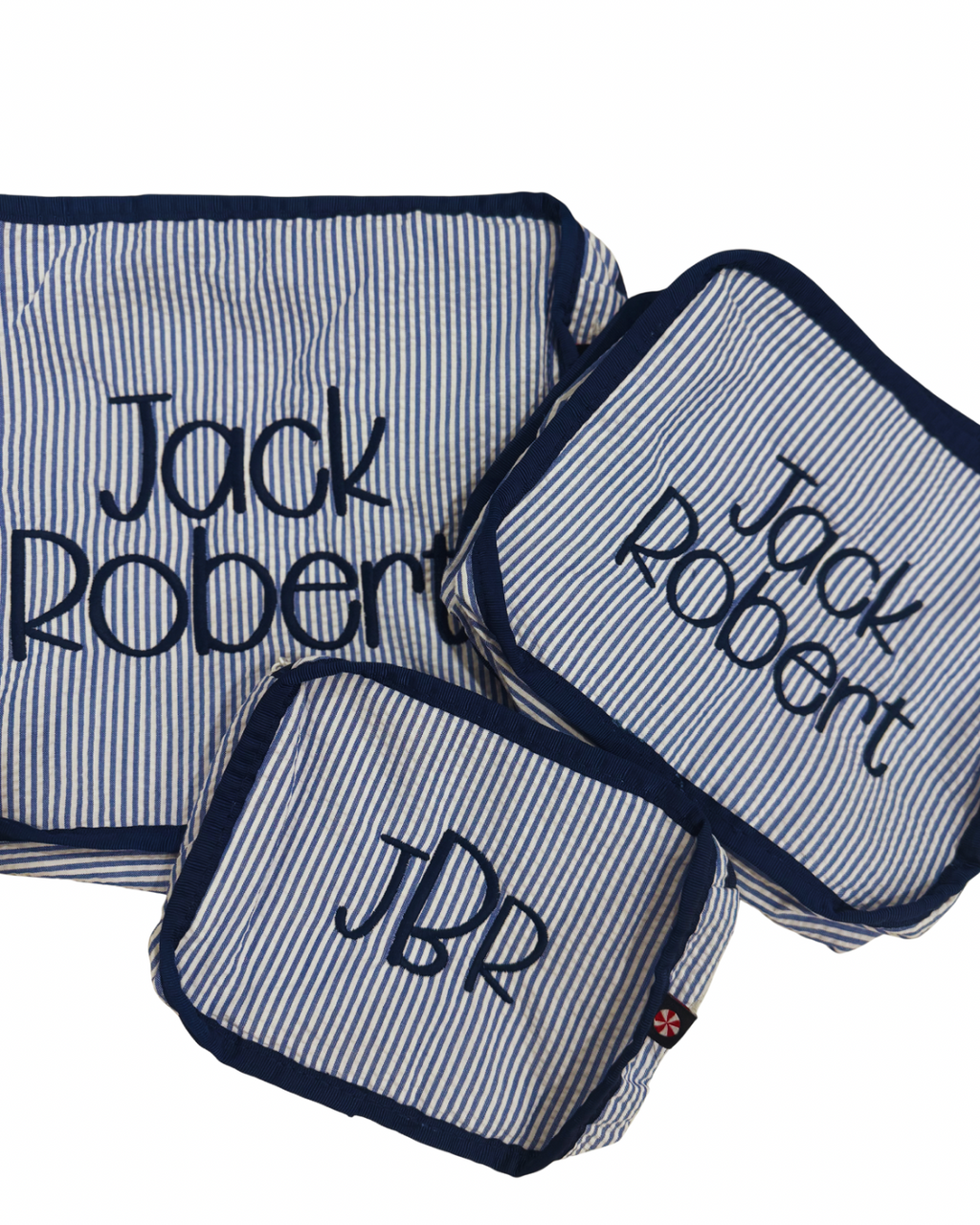 Stacking Pouch Set | Navy Seersucker