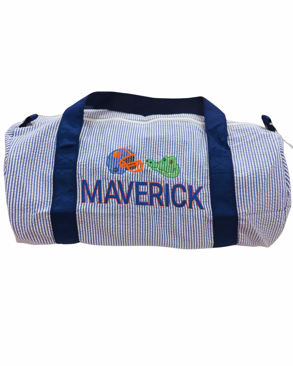 Medium Duffel | Navy Seersucker