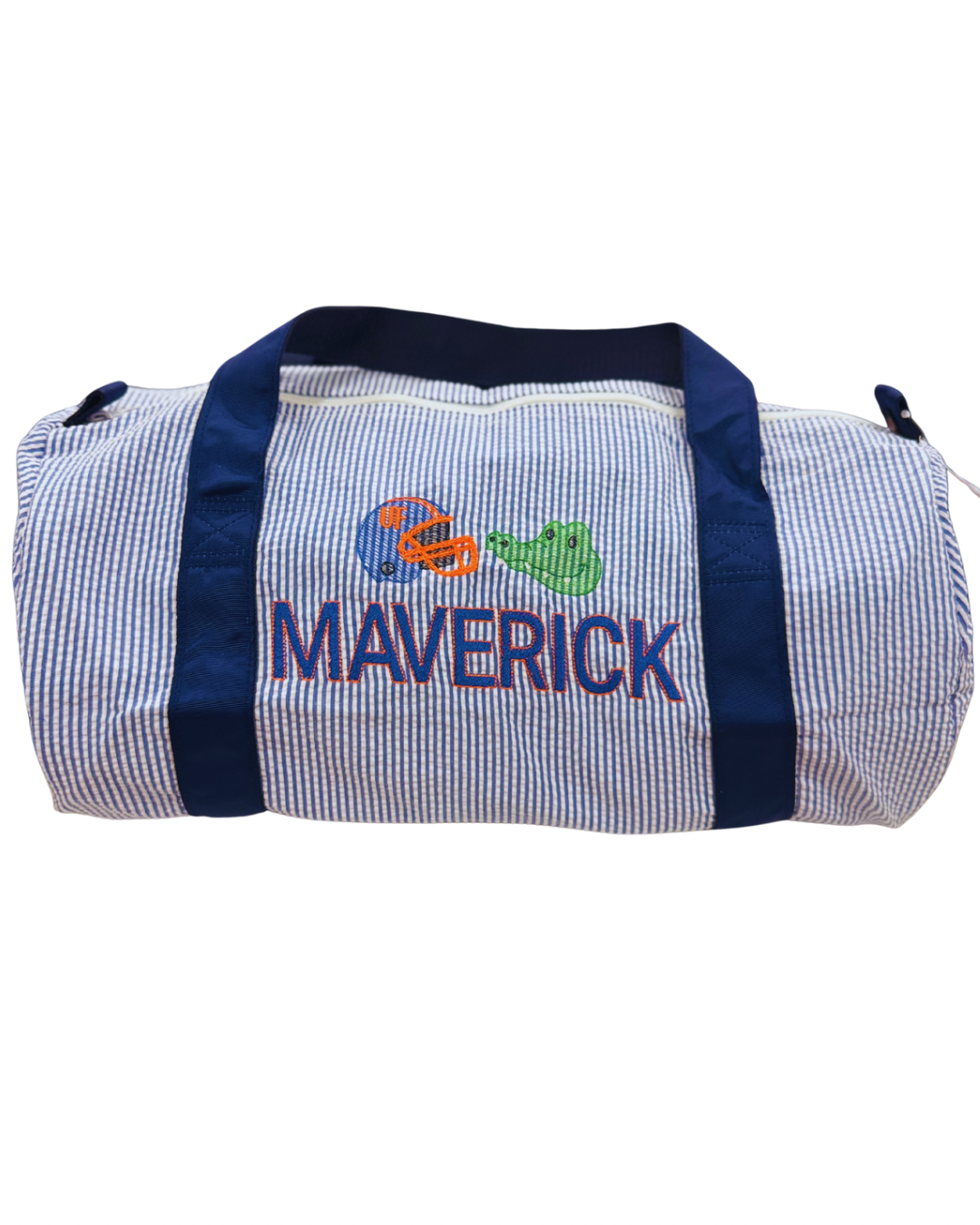 Medium Duffel | Navy Seersucker