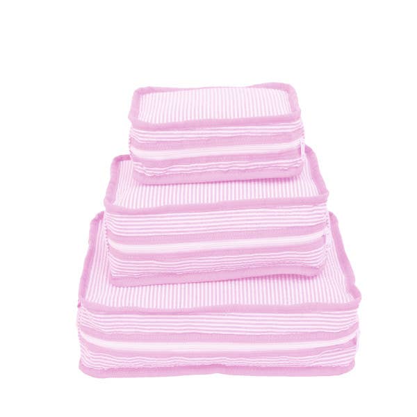 Stacking Pouch Set | Pink Seersucker