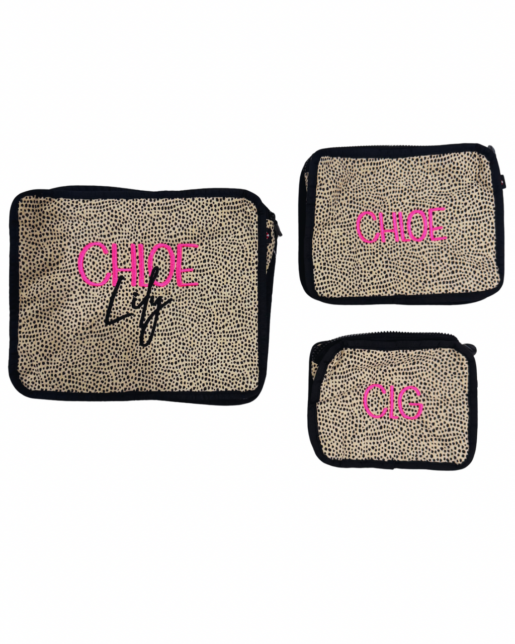 Stacking Pouch Set | Cheetah Seersucker