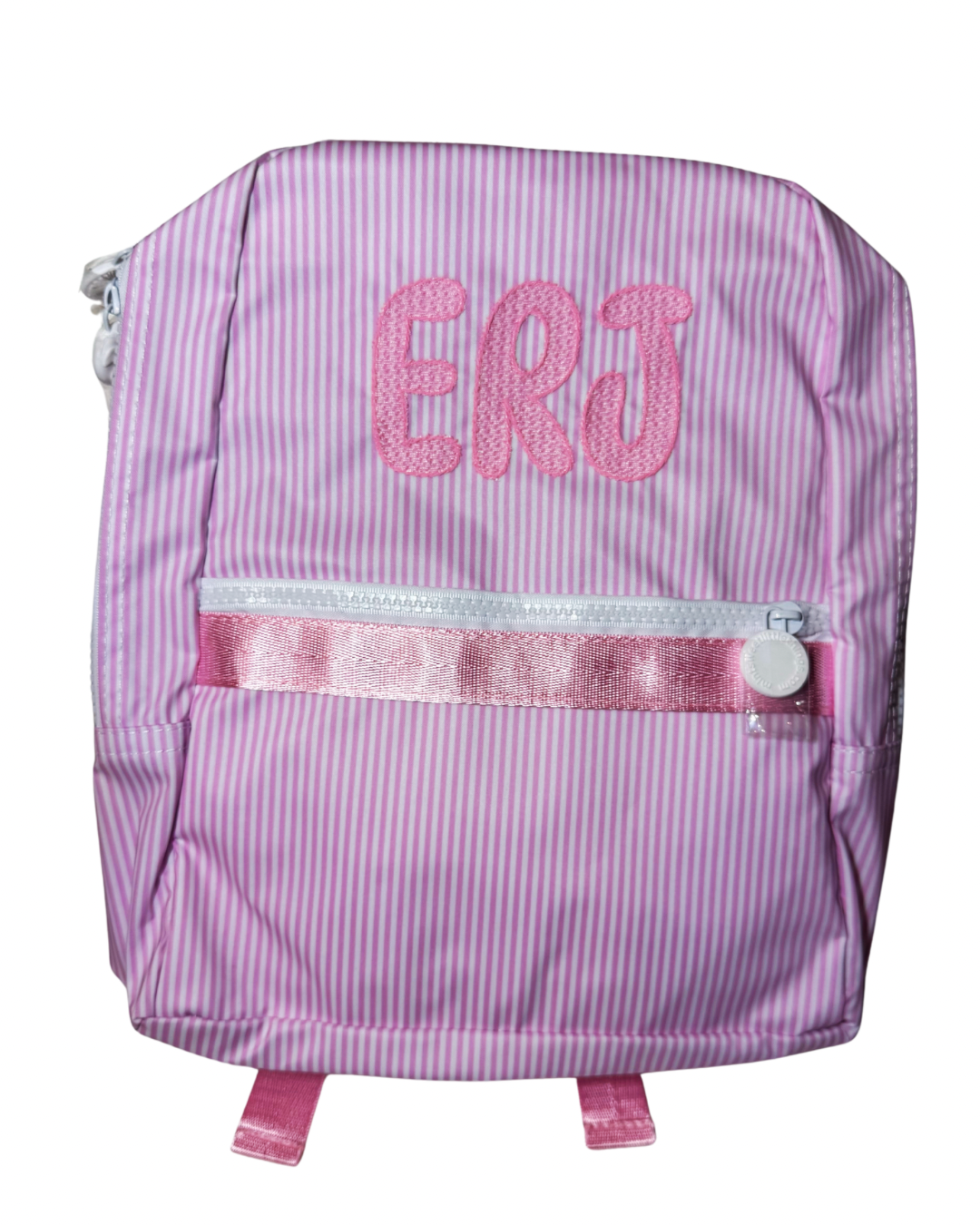 Mini Backpack | Glossy Pink Preppy Stripe
